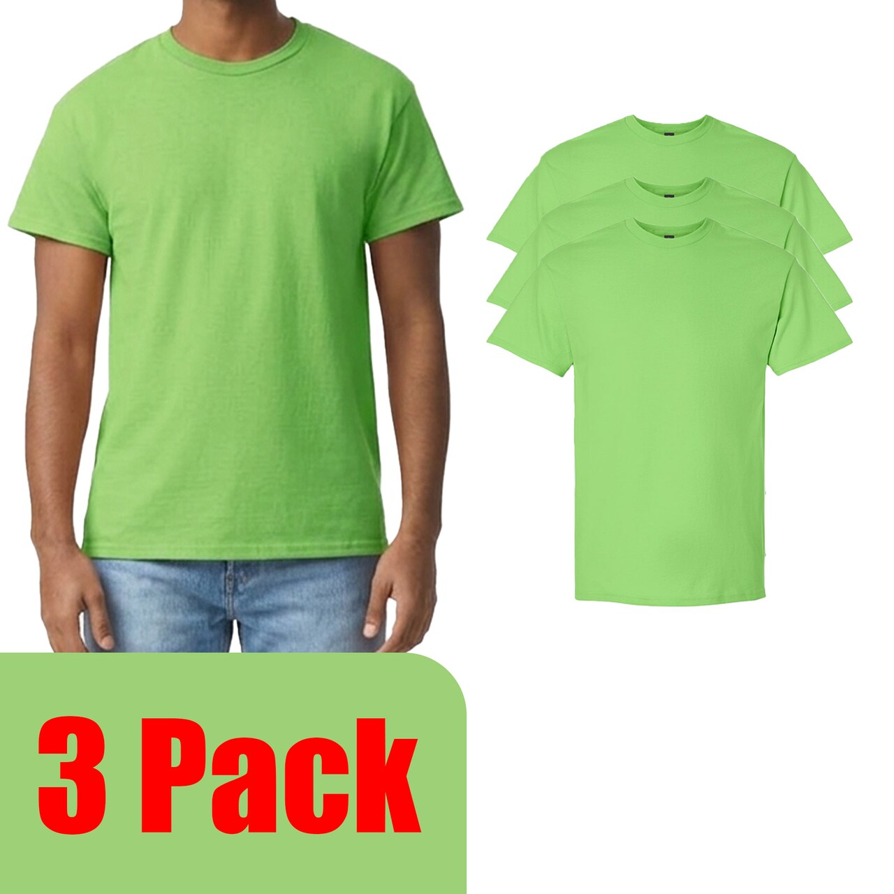 Gildan Ultra Cotton Crewneck T-Shirt Craft Bundle, Lime Unisex Short Sleeve Blanks for DIY Printing